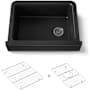 Kohler Cairn 29-3/4" Undermount Single Bowl Farmhouse Neoroc Composite Kitchen Sink with Two-Piece Sink Rack and Towel Hook Matte Black