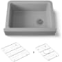 Kohler Cairn 29-3/4" Undermount Single Bowl Farmhouse Neoroc Composite Kitchen Sink with Two-Piece Sink Rack and Towel Hook Matte Grey