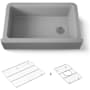 Kohler Cairn 34" Undermount Single-Bowl Farmhouse Neoroc Composite Kitchen Sink with Two-Piece Sink Rack and Towel Hook Matte Grey