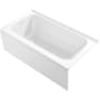 Kohler Avec 60" Three Wall Alcove Acrylic Soaking Tub with Left Drain White