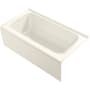 Kohler Avec 60" Three Wall Alcove Acrylic Soaking Tub with Left Drain Biscuit