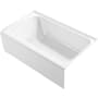 Kohler Avec 60" Three Wall Alcove Acrylic Soaking Tub with Right Drain and Overflow White