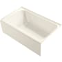 Kohler Avec 60" Three Wall Alcove Acrylic Soaking Tub with Right Drain and Overflow Biscuit