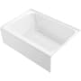 Kohler Avec 60" Three Wall Alcove Acrylic Soaking Tub with Right Drain White