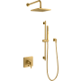 Kohler Honesty Pressure Balanced Shower System with 2.5 GPM Shower Head, Hand Shower, Slide Bar, Shower Arm, Hose, and Valve Trim – Less Rite-Temp Valve Vibrant Brushed Moderne Brass