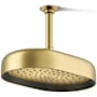 Kohler Statement Oblong 12" Single Function 1.75 GPM Rainhead with MasterClean Sprayface and Katalyst Air-Induction Technology Vibrant Brushed Moderne Brass