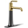 Kohler Tone 0.5 GPM Deck Mounted Bathroom Faucet Matte Black with Moderne Brass