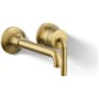 Kohler Tone 1.2 GPM Wall Mounted Mini-Widespread Bathroom Faucet Vibrant Brushed Moderne Brass