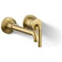 Kohler Tone 1.2 GPM Wall Mounted Widespread Bathroom Faucet Vibrant Brushed Moderne Brass