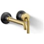 Kohler Tone 1.2 GPM Wall Mounted Widespread Bathroom Faucet Matte Black with Moderne Brass