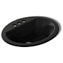 Kohler Bryant 20-1/8" Oval Vitreous China Drop In Bathroom Sink with Overflow and 3 Faucet Holes at 4" Centers Black Black