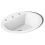 Kohler Bryant 20-1/8" Oval Vitreous China Drop In Bathroom Sink with Overflow and 3 Faucets Holes at 8" Centers White