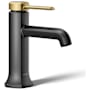 Kohler Occasion 0.5 GPM Single Hole Bathroom Faucet with Pop-Up Drain Assembly Matte Black with Moderne Brass