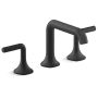 Kohler Occasion Double Handle Bathroom Sink Faucet with Straight Spout Design and Lever Handles Matte Black