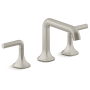 Kohler Occasion Double Handle Bathroom Sink Faucet with Straight Spout Design and Lever Handles Vibrant Brushed Nickel