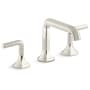 Kohler Occasion Double Handle Bathroom Sink Faucet with Straight Spout Design and Lever Handles Vibrant Polished Nickel