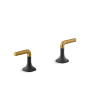 Kohler Occasion Lever Handles for Bathroom Sink Matte Black with Moderne Brass