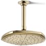 Kohler Occasion 1.75 GPM Single Function Rain Shower Head with Katalyst Air-Induction Technology Vibrant French Gold