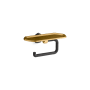 Kohler Occasion Wall Mounted Euro Toilet Paper Holder with Tray Matte Black with Moderne Brass