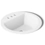 Kohler Bryant 18-7/8" Circular Vitreous China Drop In Bathroom Sink with Overflow and 3 Faucet Holes at 4" Centers White