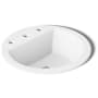 Kohler Bryant 18-7/8" Circular Vitreous China Drop In Bathroom Sink with Overflow and 3 Faucet Holes at 8" Centers White