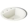 Kohler Bryant 18-7/8" Circular Vitreous China Drop In Bathroom Sink with Overflow and 3 Faucet Holes at 8" Centers Biscuit