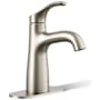 Kohler Simplice 1.0 GPM Single Hole Bathroom Faucet with Clicker Drain Assembly Vibrant Brushed Nickel