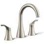 Kohler Simplice 1.2 GPM Widespread Bathroom Faucet with Clicker Drain Assembly and UltraGlide Ceramic Disc Valves Vibrant Brushed Nickel