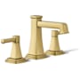 Kohler Riff 1.2 GPM Widespread Bathroom Faucet Vibrant Brushed Moderne Brass