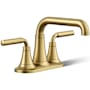 Kohler Tone 1.2 GPM Centerset Bathroom Faucet with Clicker Drain Assembly Vibrant Brushed Moderne Brass