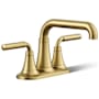 Kohler Tone 1.2 GPM Centerset Bathroom Faucet with Clicker Drain Assembly Vibrant Brushed Moderne Brass