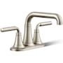 Kohler Tone 1.2 GPM Centerset Bathroom Faucet with Clicker Drain Assembly Vibrant Brushed Nickel