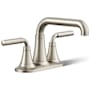Kohler Tone 1.2 GPM Centerset Bathroom Faucet with Clicker Drain Assembly Vibrant Brushed Nickel