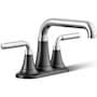 Kohler Tone 1.2 GPM Centerset Bathroom Faucet with Clicker Drain Assembly Polished Chrome With Matte Black