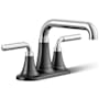 Kohler Tone 1.2 GPM Centerset Bathroom Faucet with Clicker Drain Assembly Polished Chrome With Matte Black