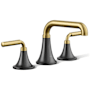 Kohler Tone 0.5 GPM Deck Mounted Bathroom Faucet Matte Black with Moderne Brass