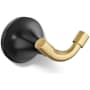 Kohler Tone Single Robe Hook Matte Black with Moderne Brass