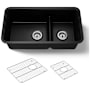 Kohler Cairn Smart Divide 33-1/2" Undermount Double Bowl Neoroc Composite Kitchen Sink with Two Basin Rack Matte Black
