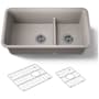 Kohler Cairn Smart Divide 33-1/2" Undermount Double Bowl Neoroc Composite Kitchen Sink with Two Basin Rack Matte Taupe