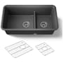 Kohler Cairn Smart Divide 33-1/2" Undermount Double Bowl Neoroc Composite Kitchen Sink with Two Basin Rack Matte Graphite