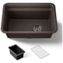 Kohler Cairn 27-1/2" Undermount Single Bowl Neoroc Granite Composite Utility Sink with Wash Bin and Utility Rack Matte Brown