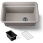 Kohler Cairn 27-1/2" Undermount Single Bowl Neoroc Granite Composite Utility Sink with Wash Bin and Utility Rack Matte Taupe