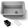 Kohler Cairn 27-1/2" Undermount Single Bowl Neoroc Granite Composite Utility Sink with Wash Bin and Utility Rack Matte Grey