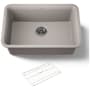 Kohler Cairn 27-1/2" Undermount Single Bowl Neoroc Granite Composite Kitchen Sink with Bottom Sink Rack Matte Taupe