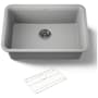 Kohler Cairn 27-1/2" Undermount Single Bowl Neoroc Granite Composite Kitchen Sink with Bottom Sink Rack Matte Grey
