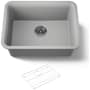 Kohler Cairn 24-1/2" Undermount Single Bowl Neoroc Granite Composite Kitchen Sink with Bottom Sink Rack Matte Grey