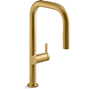 Kohler Components 1.5 GPM Single Hole Pre-Rinse Pull Down Kitchen Faucet Vibrant Brushed Moderne Brass