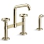 Kohler Billet 1.5 GPM Widespread Bridge Kitchen Faucet - Includes Side Spray Vibrant French Gold