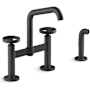 Kohler Billet 1.5 GPM Widespread Bridge Kitchen Faucet - Includes Side Spray Matte Black