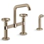 Kohler Billet 1.5 GPM Widespread Bridge Kitchen Faucet - Includes Side Spray Vibrant Brushed Bronze